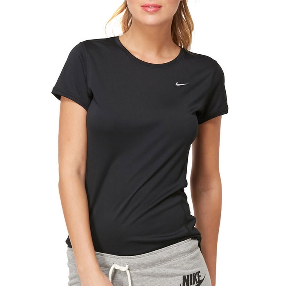 Black Nike MILER SS CREW TOP